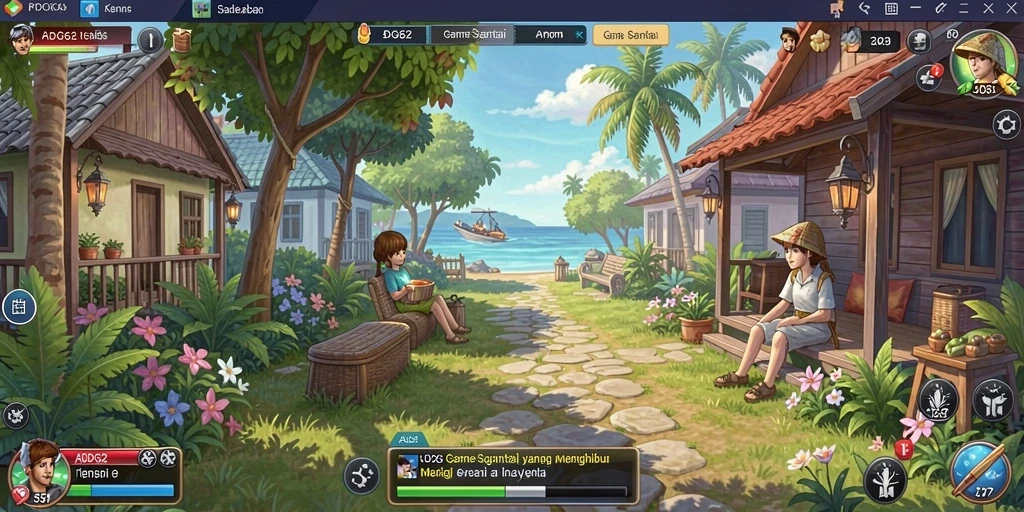 Screenshot menampilkan gameplay santai yang penuh warna.