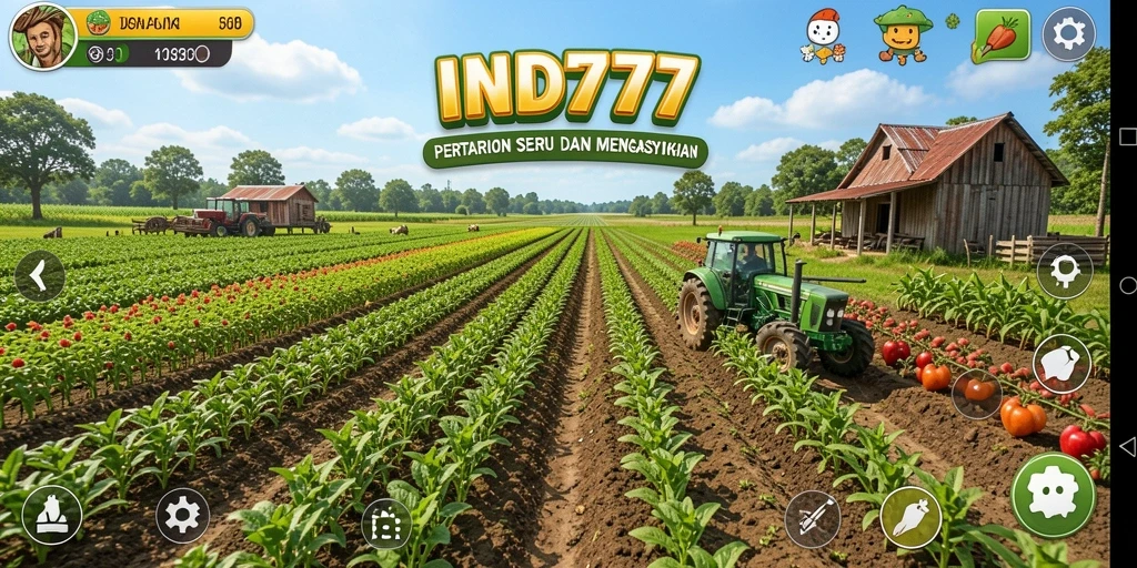 Tangkapan layar gameplay menunjukkan ladang subur dan interaksi hewan.