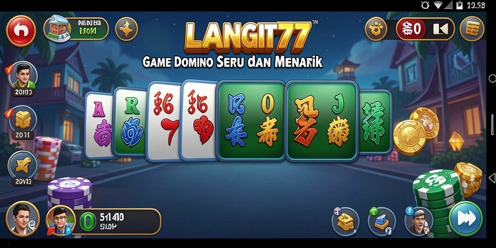 Tampilan seru gameplay Domino di LANGIT77.
