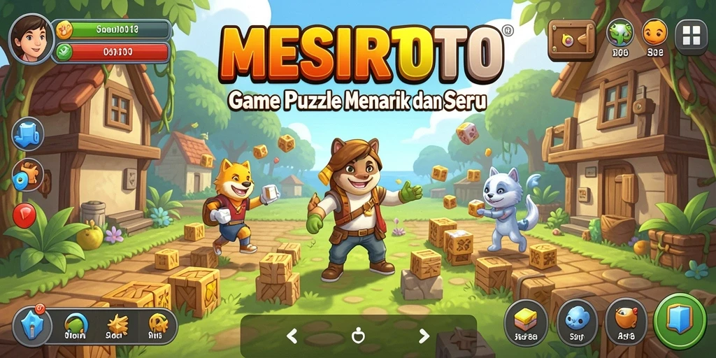 Tampilan gameplay menarik dari MESIRTOTO yang menampilkan berbagai level puzzle.