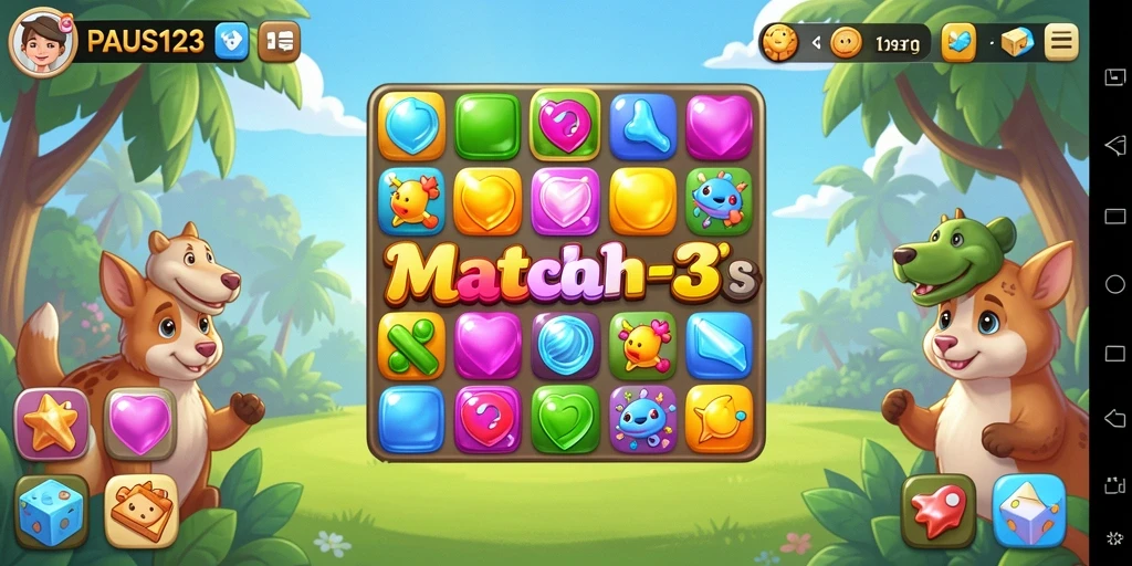 Tampilan gameplay PAUS123 yang penuh warna dan menyenangkan.