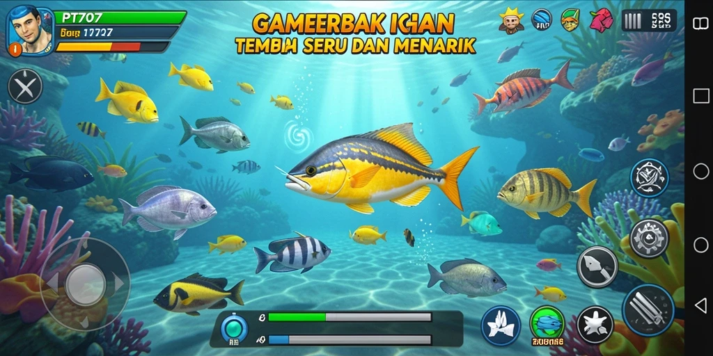 Tangkapan layar PT707 yang menunjukkan aksi menembak ikan.